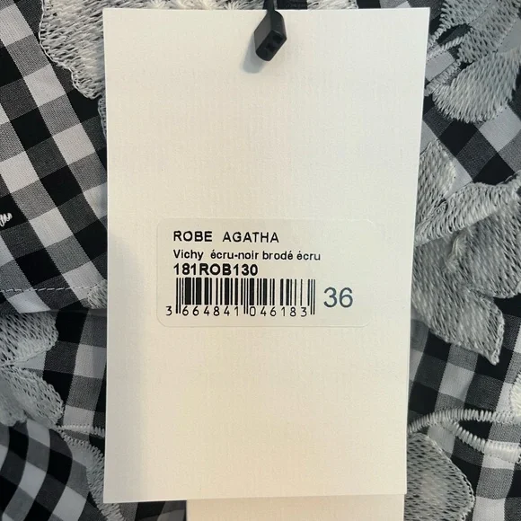 NWT Sezane Black and White Asymmetrical Ruffled Floral Dress - Picture 6 of 8